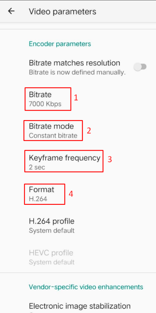Video Parameters